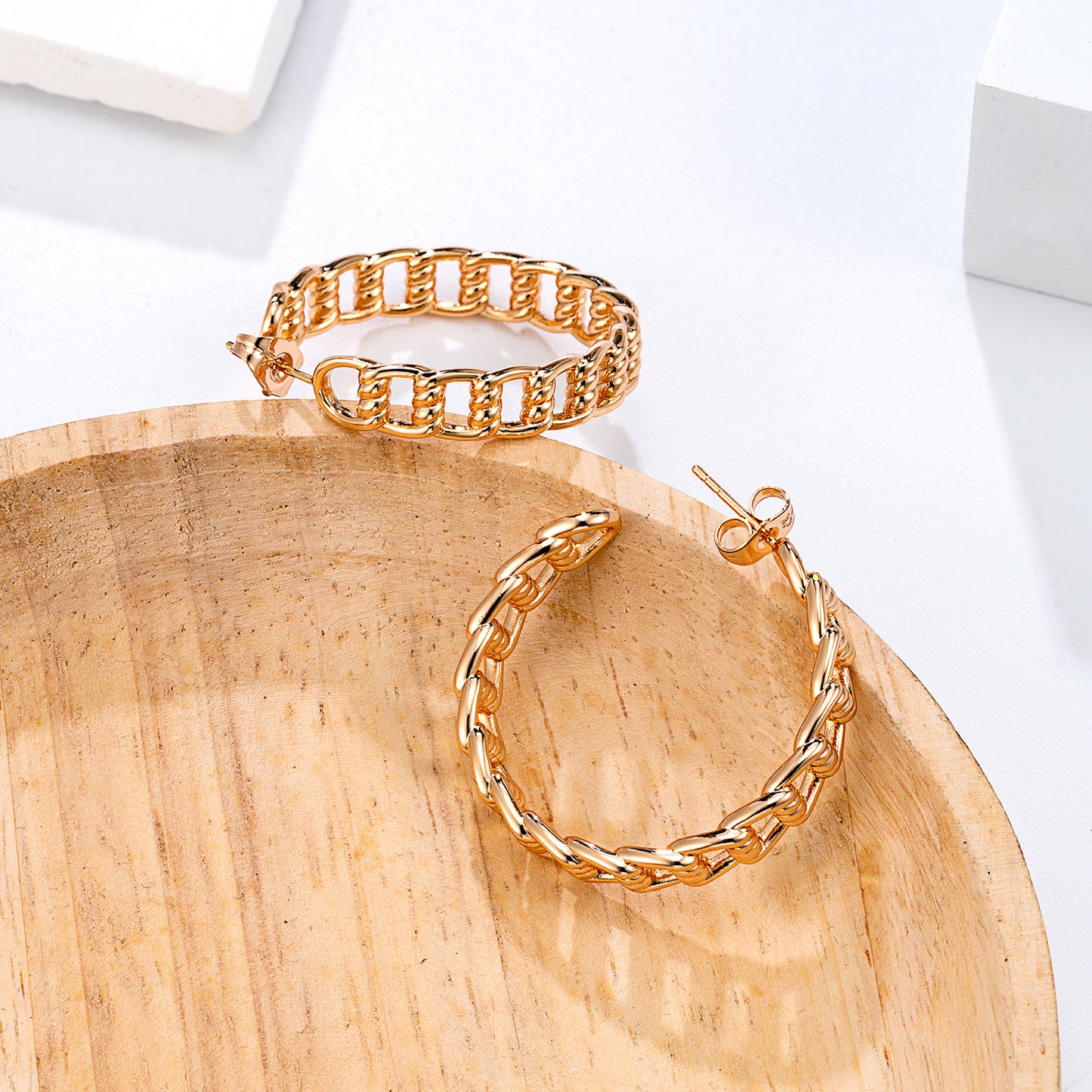 Parure créoles bracelet chaîne dorée