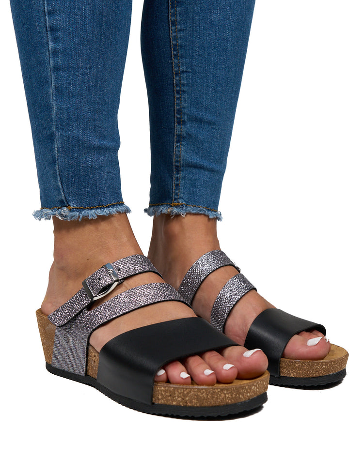 Mule compensée Made in Italy noire — chaussure italienne femme Influence Réunion