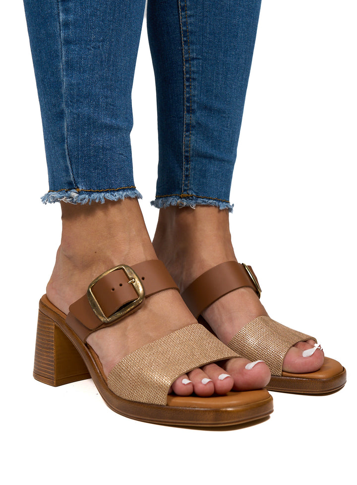 Mule talon Made in Italy camel — mule cuir italien élégante Influence Réunion