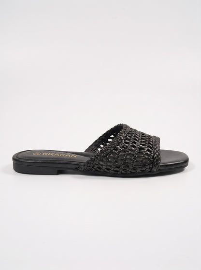 Mule Plat Adriana coloris Noir vue de profil
