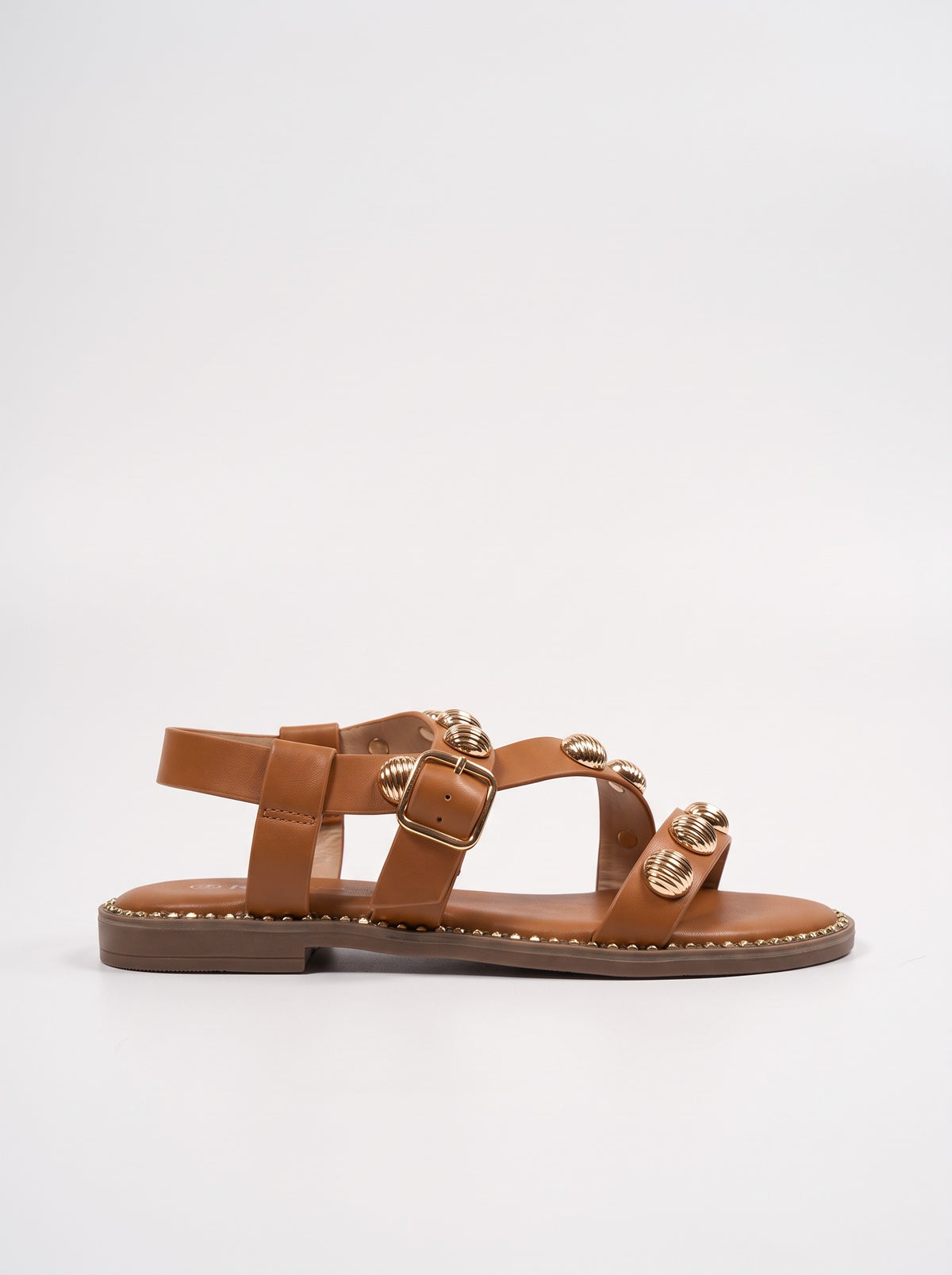 Sandale Plat Albane coloris Camel vue de profil