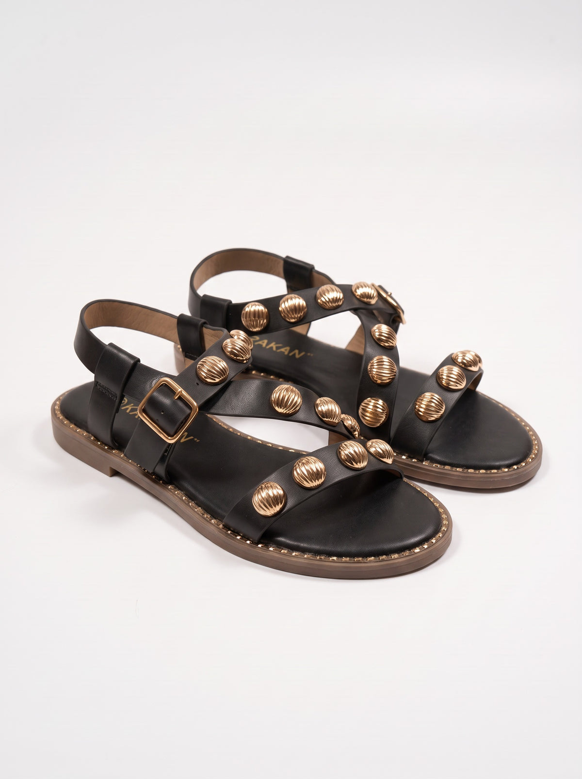 Sandale Plat Albane coloris Noir vue trois-quarts