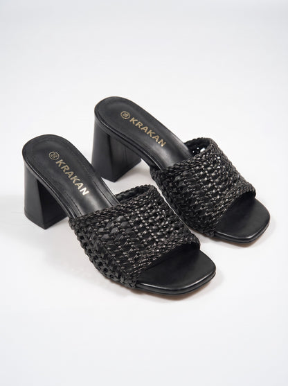 Mule Talon Awa coloris Noir vue trois-quarts