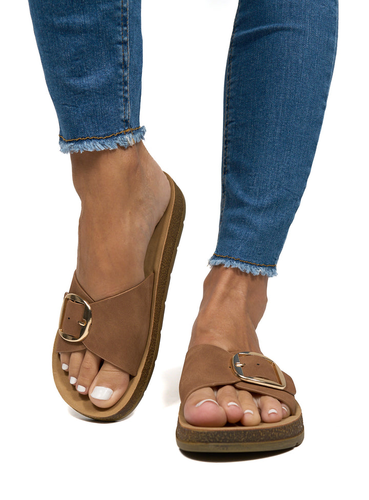 Mule confort Ayla camel — mule confort femme quotidien Influence Réunion