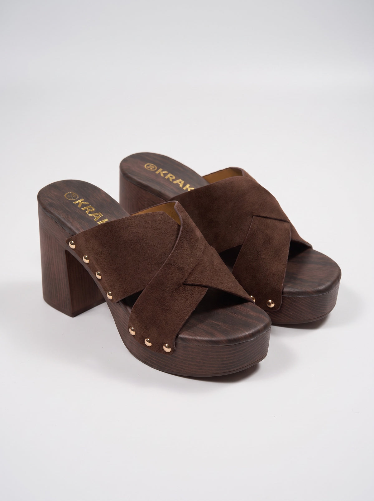 Mule Talon Carenza coloris Choco vue trois-quarts