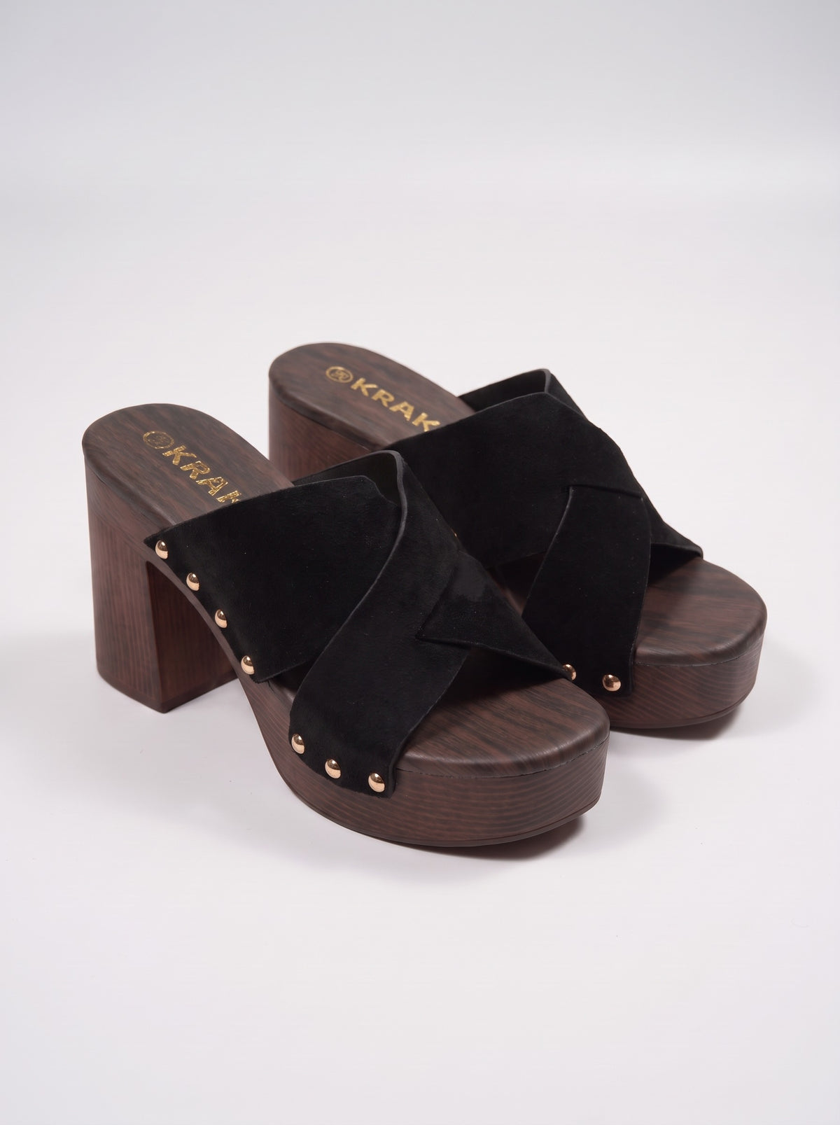Mule Talon Carenza coloris Noir vue trois-quarts