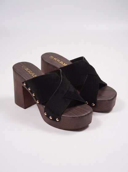 Mule Talon Carenza coloris Noir vue trois-quarts