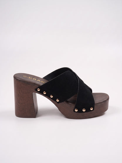 Mule Talon Carenza coloris Noir vue de profil