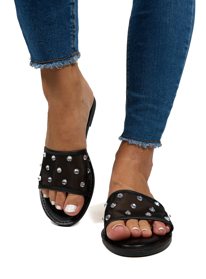 Mule plate Dezba noire — mule noire femme hiver élégante Influence Réunion