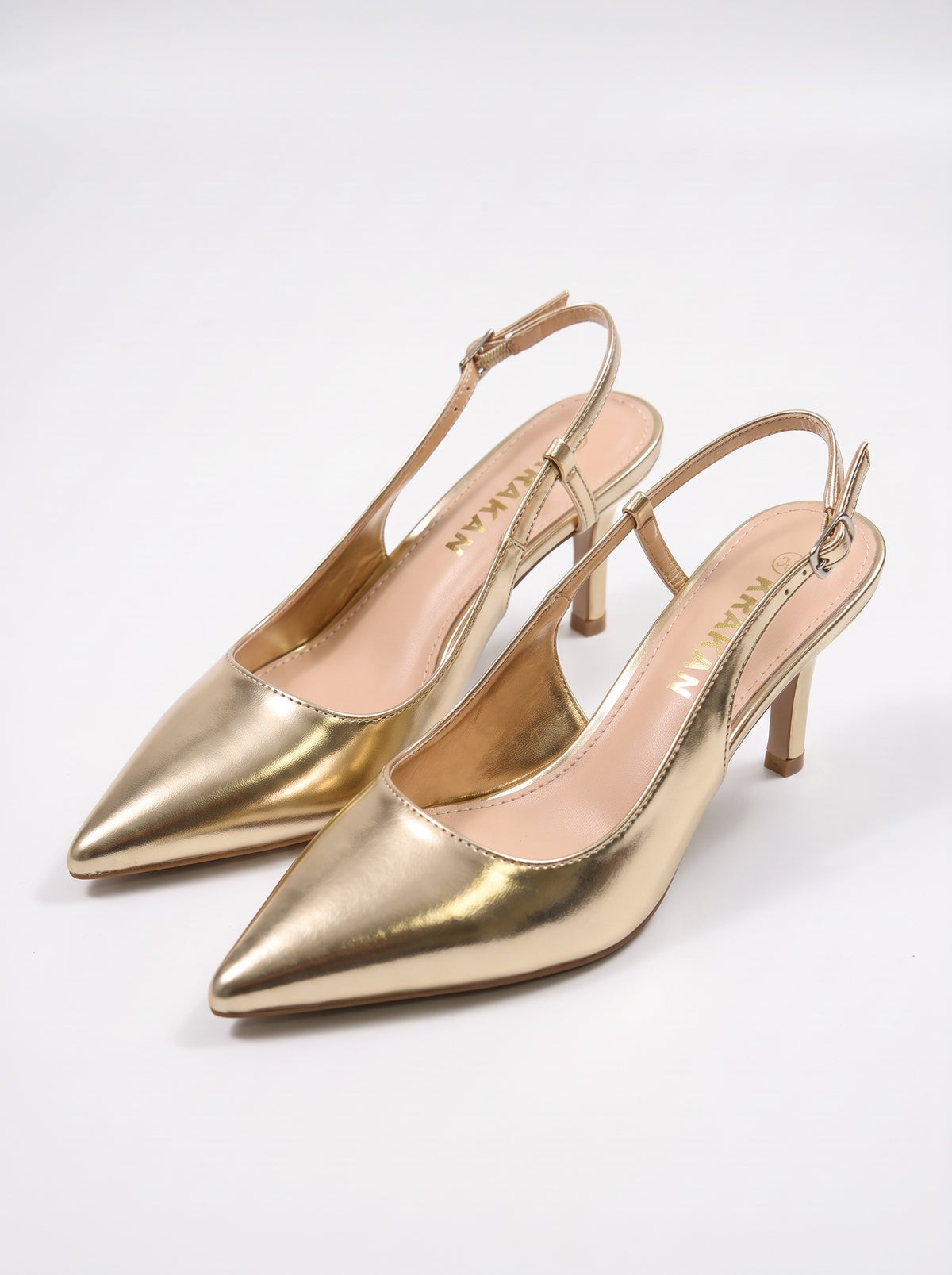Escarpin Divya-2 coloris Doré vue trois-quarts