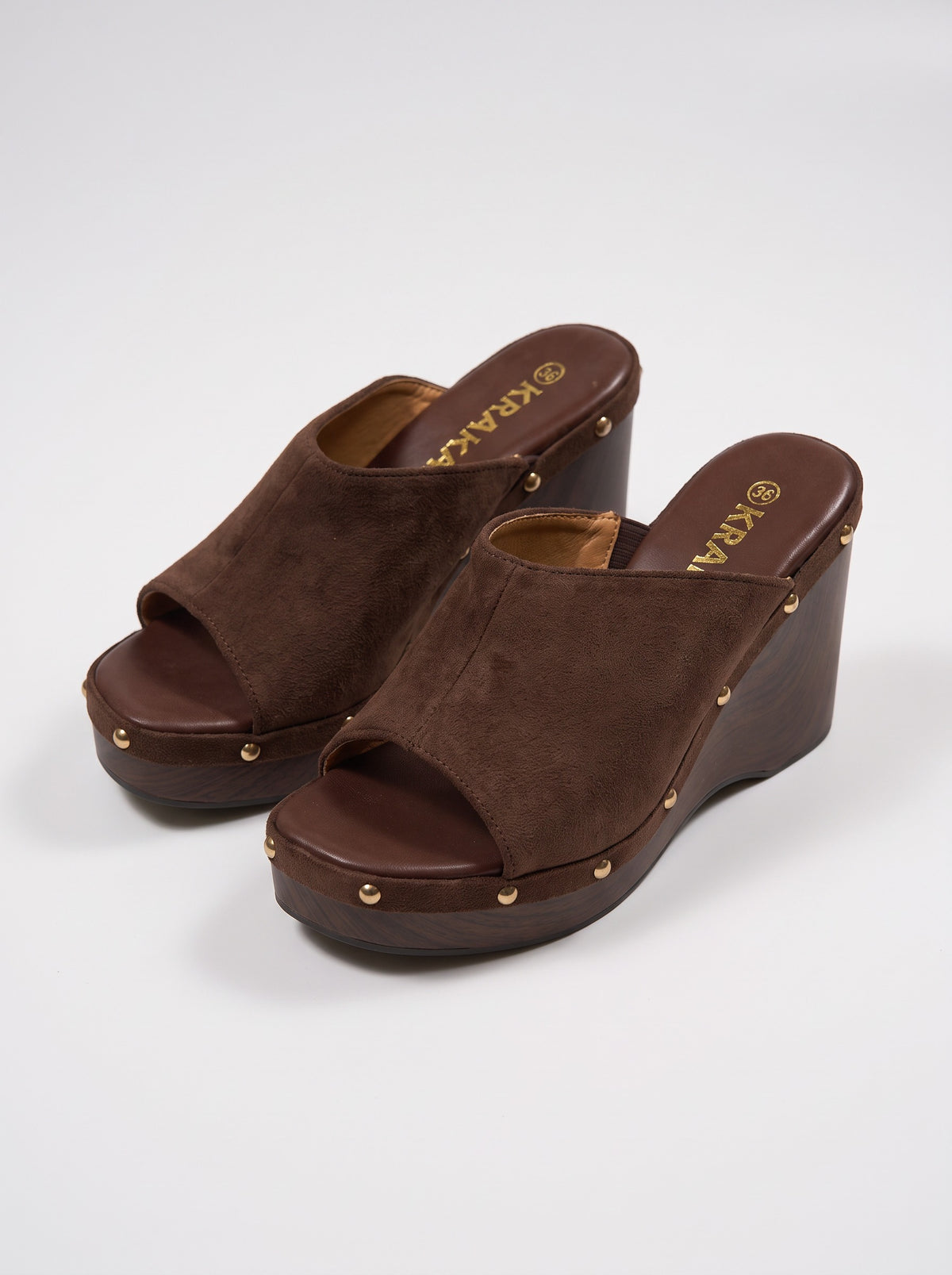 Mule Talon Elvaria coloris Choco vue trois-quarts