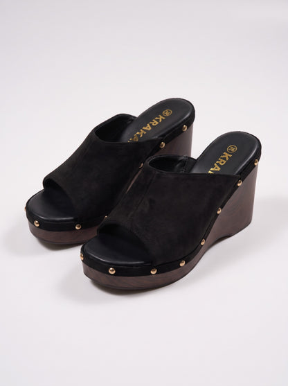Mule Talon Elvaria coloris Noir vue trois-quarts