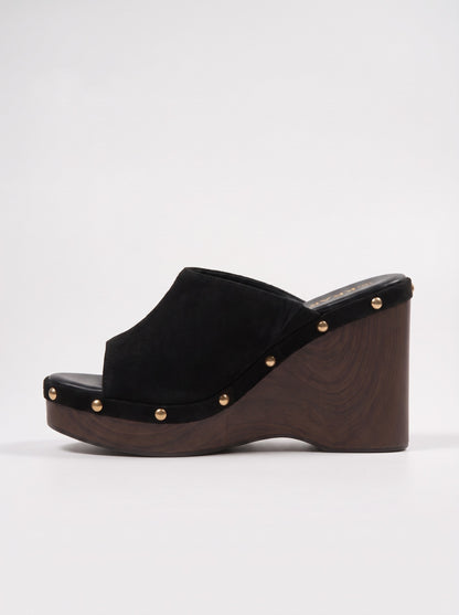 Mule Talon Elvaria coloris Noir vue de profil