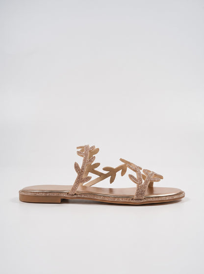 Mule Plat Estella coloris Champagne vue de profil