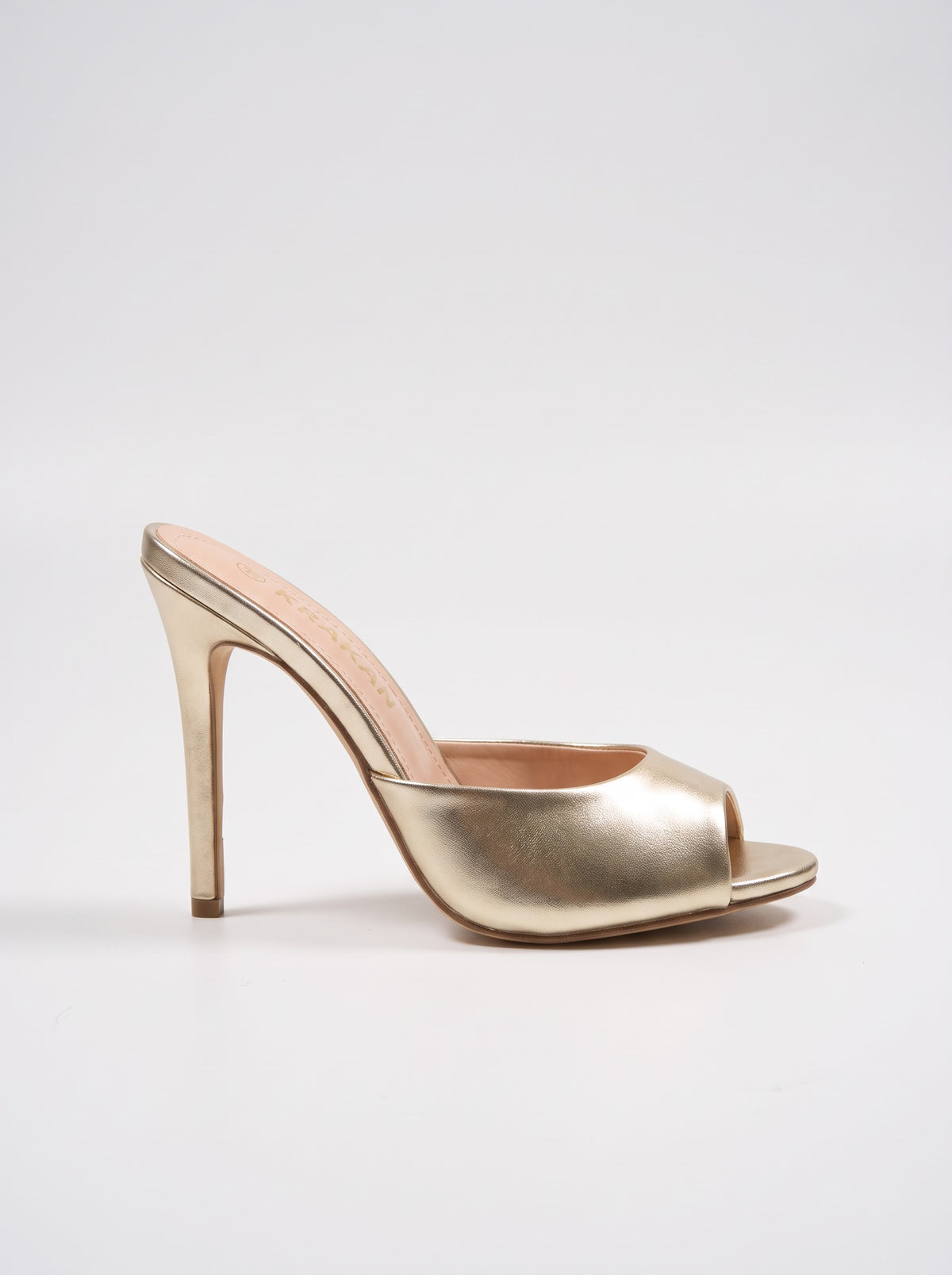 Mule Talon Everly-2 coloris Doré vue de profil
