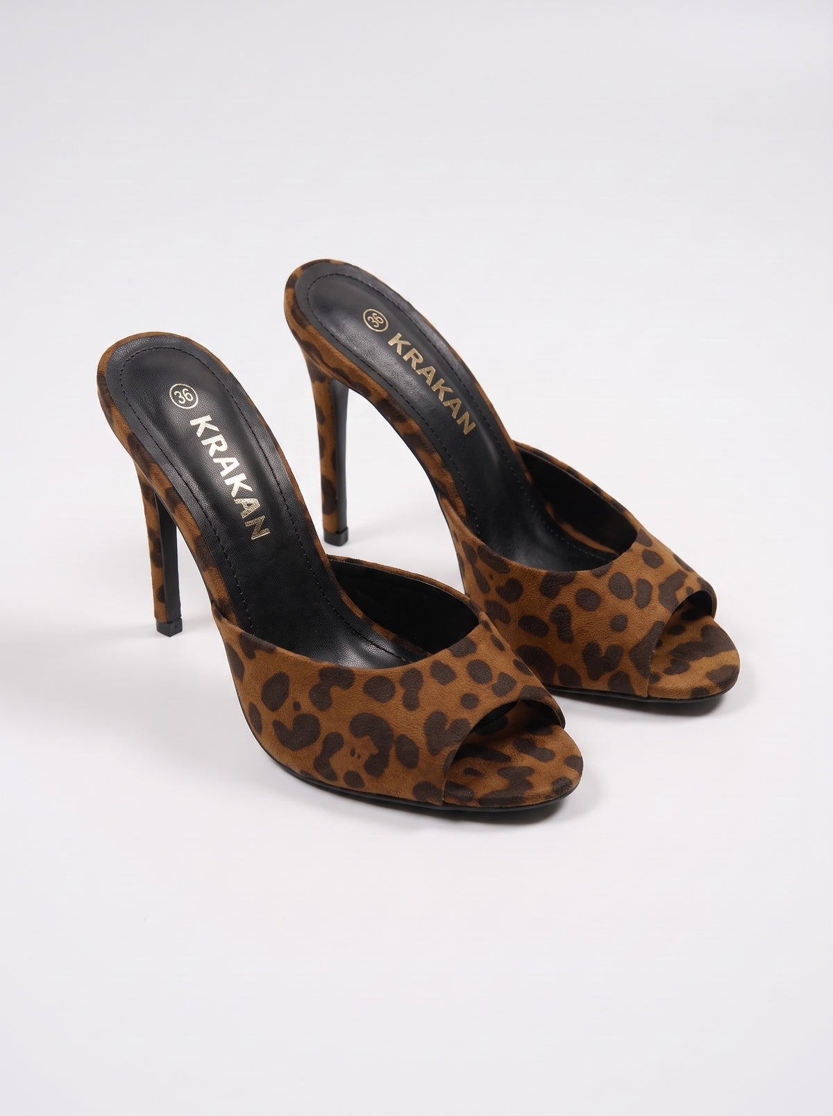 Mule Talon Everly-2 coloris Leopard vue trois-quarts