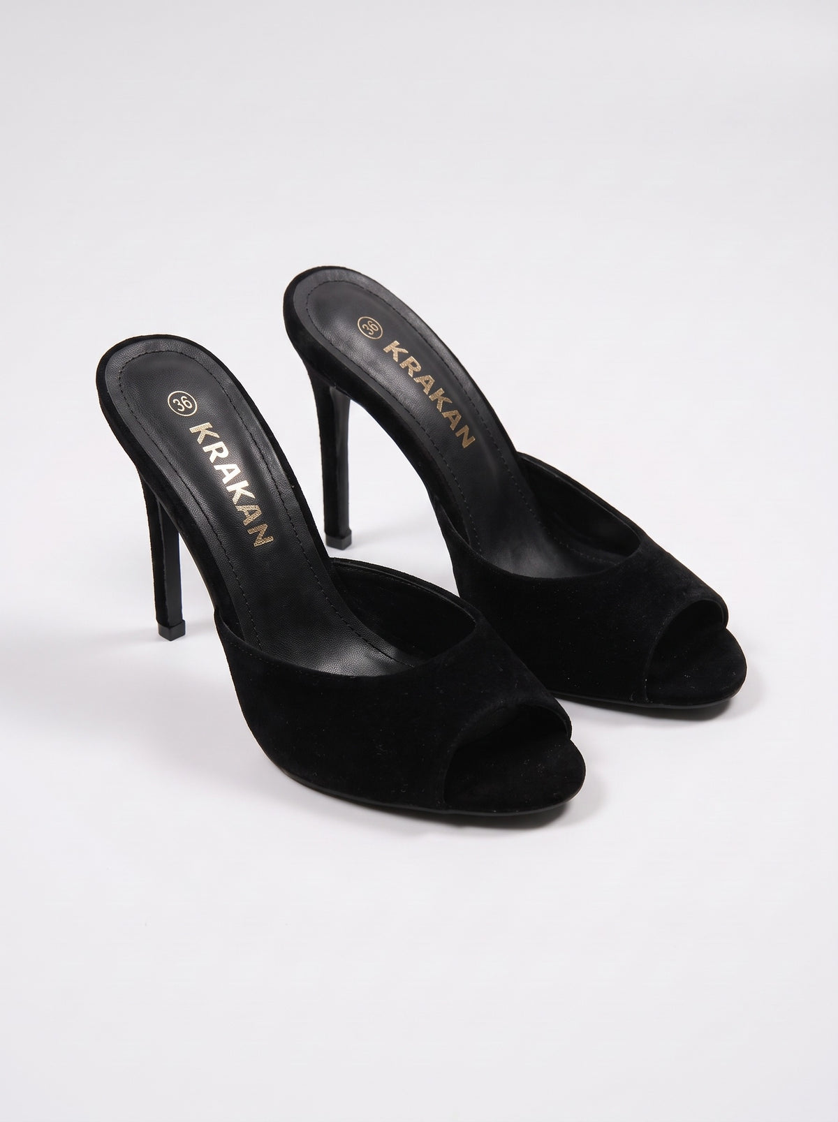 Mule Talon Everly-2 coloris Noir vue trois-quarts