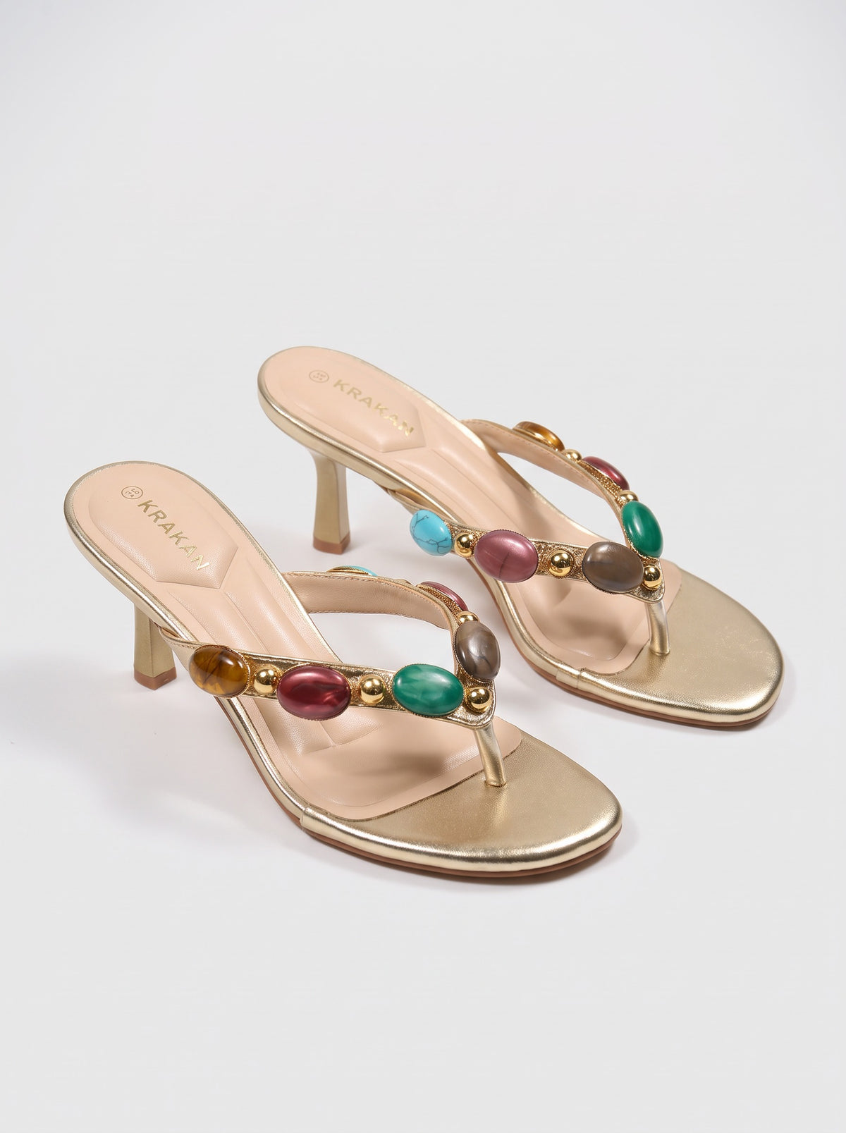 Mule Talon Fiorenza coloris Doré vue trois-quarts