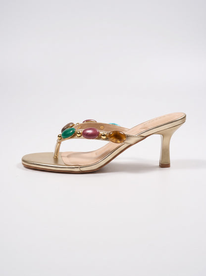 Mule Talon Fiorenza coloris Doré vue de profil