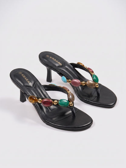 Mule Talon Fiorenza coloris Noir vue trois-quarts