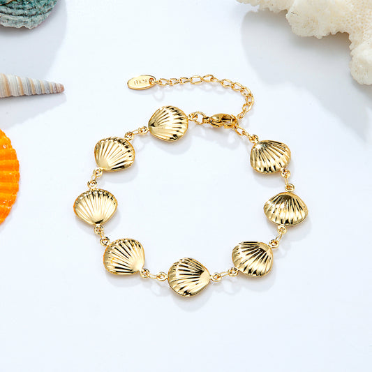 Bracelet coquillages dorés marine océan