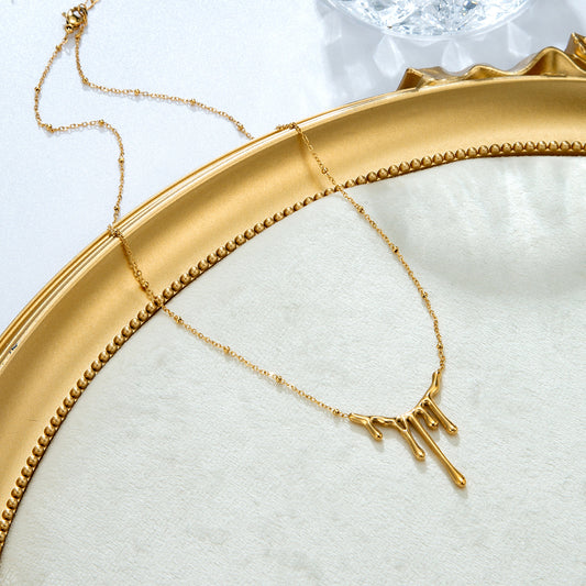 Collier chaîne perles pendentif gouttes
