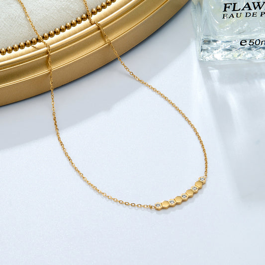 Collier cubes dorés strass brillants