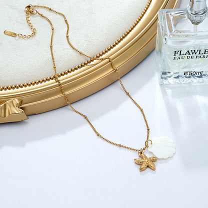 Collier étoile mer coquillage doré