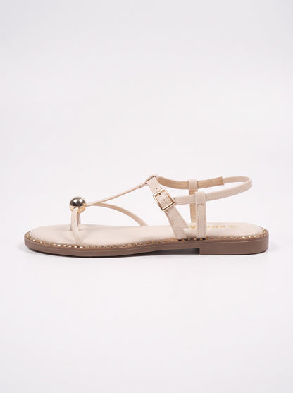 Sandale Plat Hortense coloris Beige vue de profil
