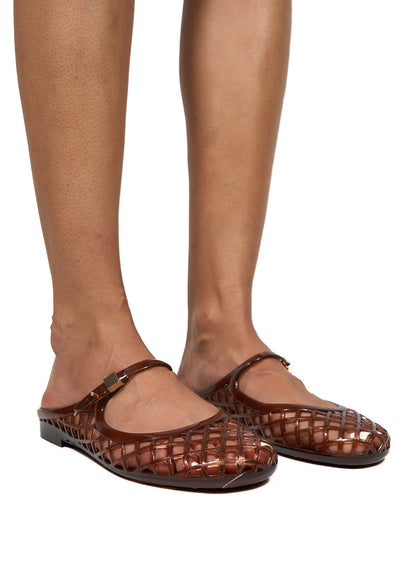 Mule Plat Lcww77r626 coloris choco sur fond blanc - vue 2