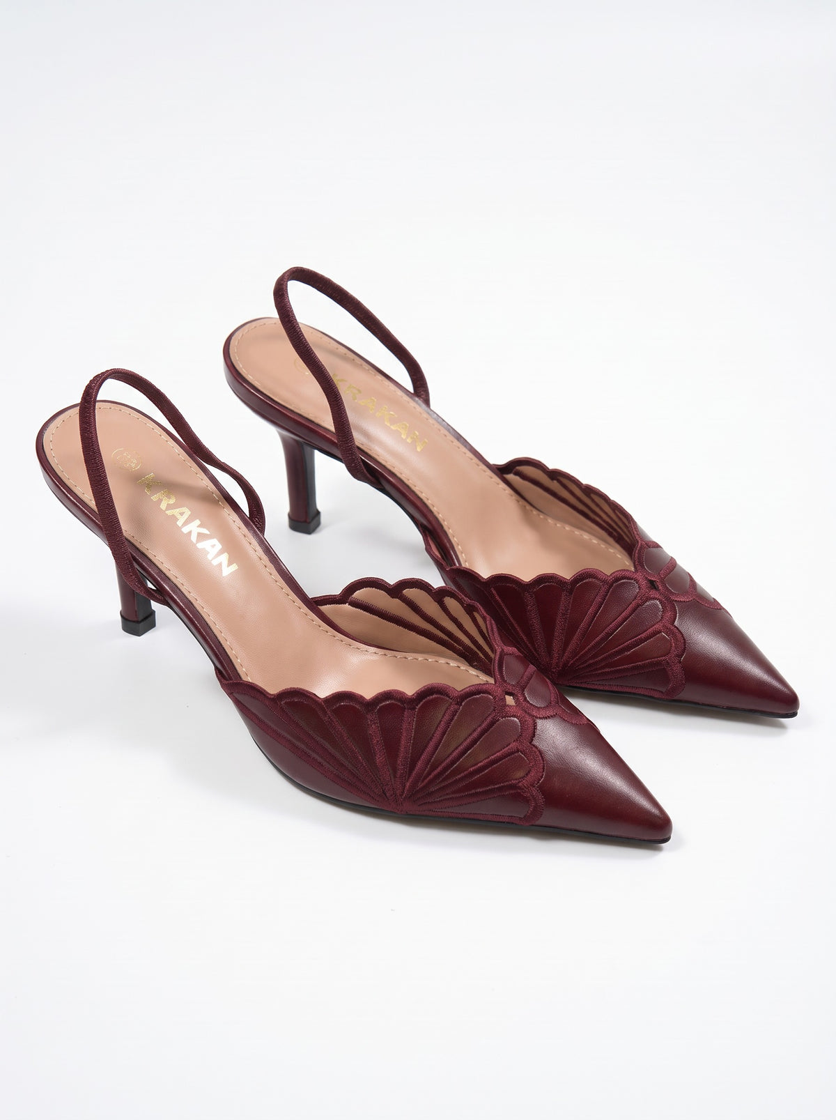 Mule Talon Margaux coloris Bordeaux vue trois-quarts