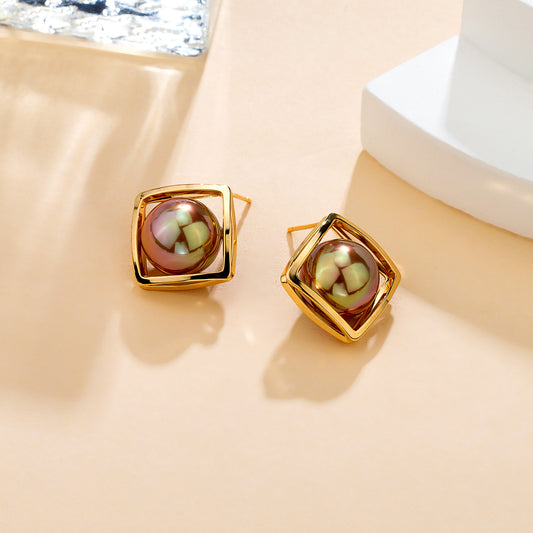 Boucles d’oreilles perle irisée