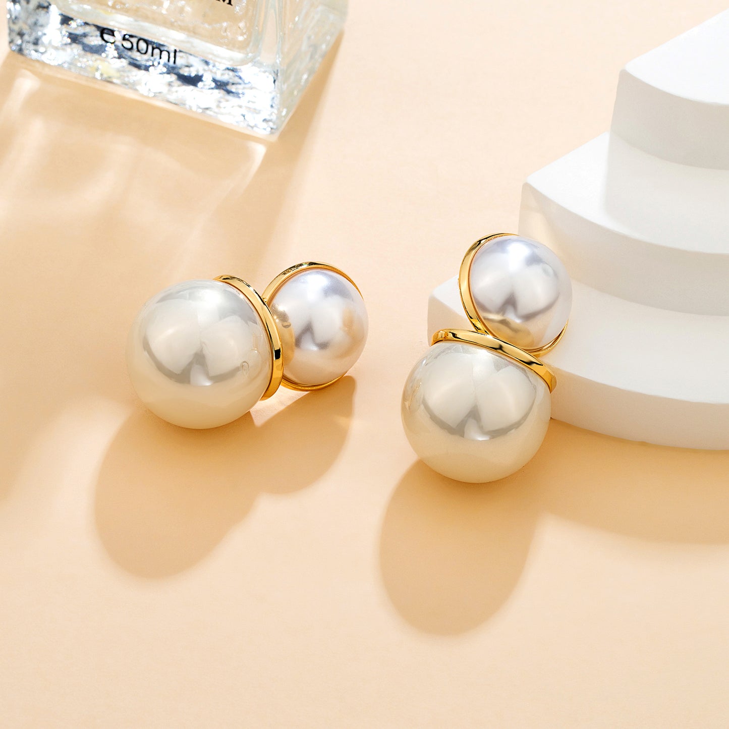 Boucles d’oreilles double perles nacrées