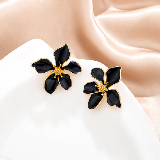 Boucles d’oreilles fleurs noir