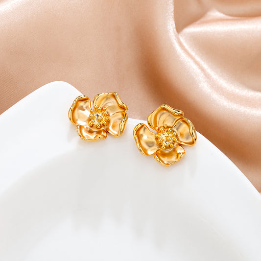 Boucles d'oreilles fleurs dorées