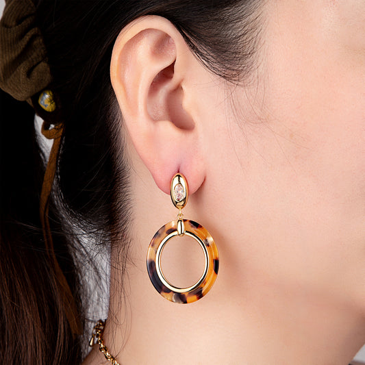 Boucles d'oreilles dorées tortoiseshell chic