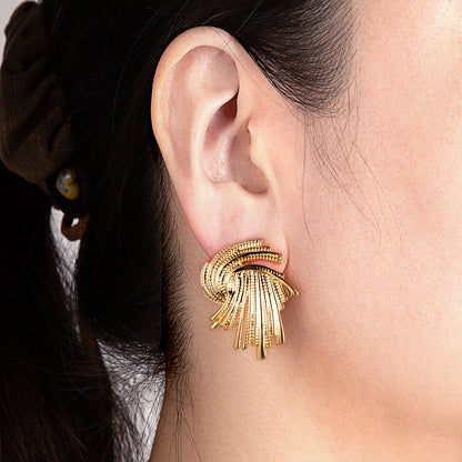 Boucles d'oreilles dorées spirales texturées