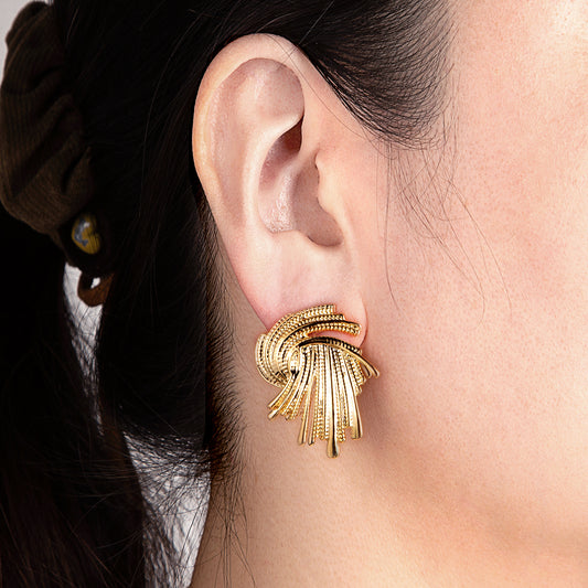 Boucles d'oreilles dorées spirales texturées