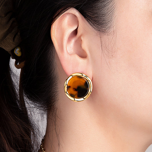 Boucles d'oreilles dorées tortoiseshell chic