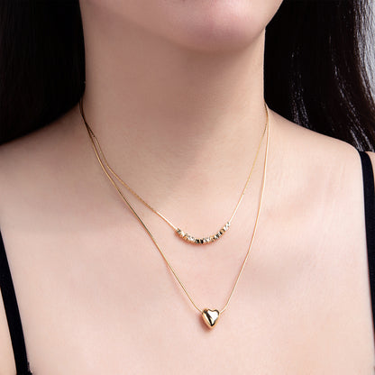 Collier Double Chaîne Cœur Doré