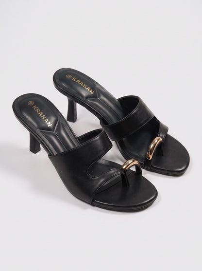 Mule Talon Ottavia coloris Noir vue trois-quarts