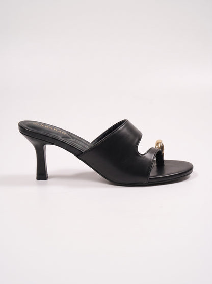 Mule Talon Ottavia coloris Noir vue de profil