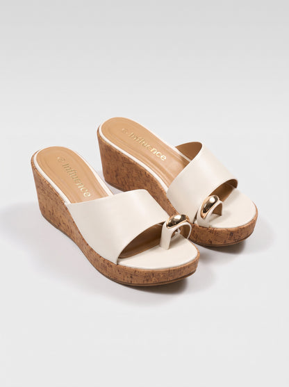 Mule Compensé Ottilie coloris Blanc vue trois-quarts
