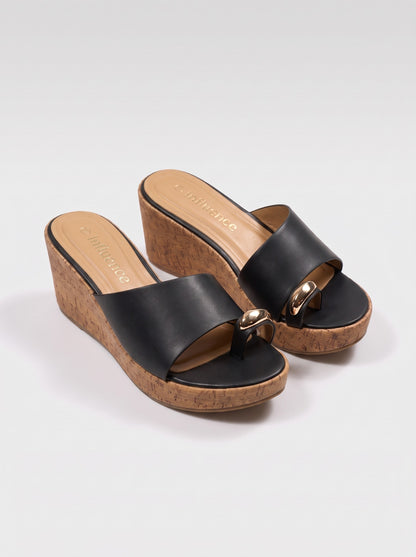 Mule Compensé Ottilie coloris Noir vue trois-quarts