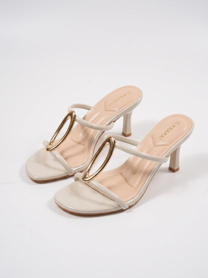 Mule Talon Rosabella coloris Blanc vue trois-quarts