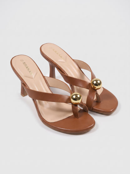 Mule Talon Sveva coloris Camel vue trois-quarts