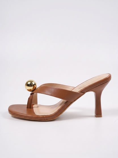 Mule Talon Sveva coloris Camel vue de profil