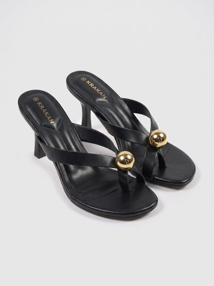 Mule Talon Sveva coloris Noir vue trois-quarts