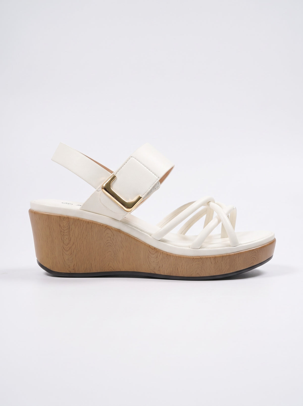 Sandale Compensé Confort Veronica coloris Blanc vue de profil