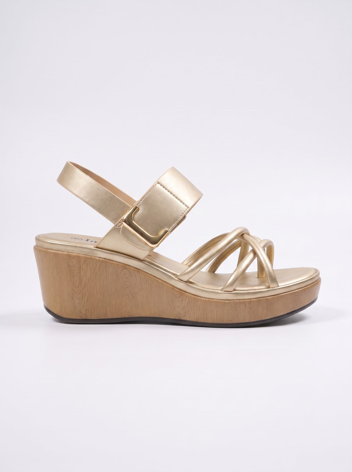 Sandale Compensé Confort Veronica coloris Doré vue de profil